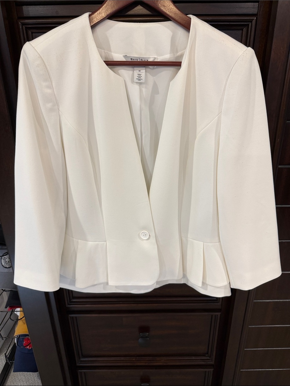 White House Black Market Cream Peplum One-Button Blazer